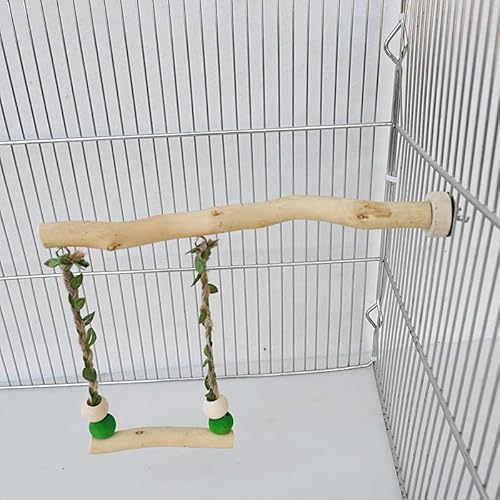 Vogelschaukel aus natürlichem Holz, 25 cm, Sitzstange mit geflochtenem Blattseil, Wellensittich Käfig Spielzeug Vogelschaukel aus natürlichem Holz, 25 cm, Sitzstange mit geflochtenem Blattseil, Wellensittich Käfig Spielzeug von MSLSOZ