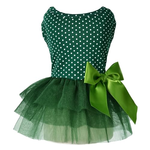 MSNFOASM Entzückendes Tutu-Kleid mit Schleife für kleine Hunde und Katzen, Grün gepunktet, Größe XS von MSNFOASM