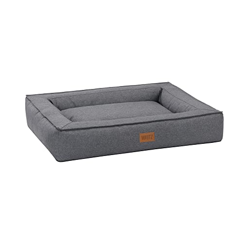 MSS e.K. Hundebett BOXBED 120 x 100 cm XXL in Anthrazit Hundekorb mit abnehmbaren Velours-Bezug und weicher Polsterung waschbares Hundekissen 120 x 100 x 19 cm Hundematte Hundesofa Welpenbett von MSS e.K.