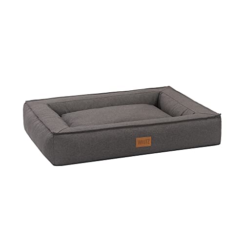 MSS e.K. Hundebett BOXBED 120 x 100 cm XXL in Braun Hundekorb mit abnehmbaren Velours-Bezug und weicher Polsterung waschbares Hundekissen 120 x 100 x 19 cm Hundematte Hundesofa Welpenbett von MSS e.K.