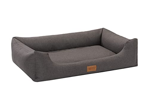 MSS e.K. Hundebett Sofa 105 x 75 cm XL in Braun Hundekorb mit abnehmbaren Velours-Bezug und weicher Polsterung waschbares Hundekissen 105 x 75 x 27 cm Hundematte Hundesofa Welpenbett Grosse Hunde von MSS e.K.