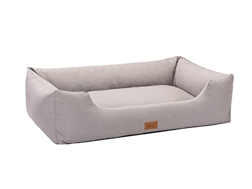 MSS e.K. Hundebett Sofa 60 x 44 cm S in Beige Hundekorb mit abnehmbaren Velours-Bezug und weicher Polsterung waschbares Hundekissen 60 x 44 x 23 cm Hundematte Hundesofa Welpenbett Grosse Hunde von MSS e.K.