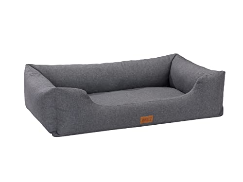 MSS e.K. Hundebett Sofa 85 x 63 cm M-L in Anthrazit Hundekorb mit abnehmbaren Velours-Bezug und weicher Polsterung waschbares Hundekissen 85 x 63 x 25 cm Hundematte Hundesofa Welpenbett Grosse Hunde von MSS e.K.