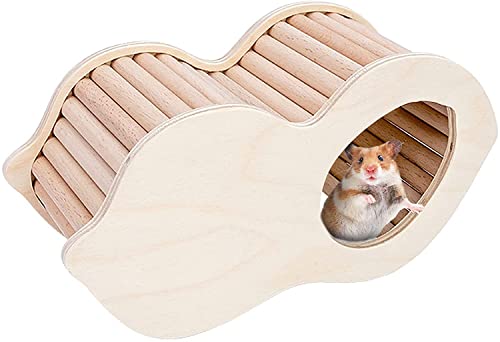Hamster Versteck Hut, Natürliches Kleintier Holz Wohnhaus mit Kletterleiter Käfig Zubehör für Rennmäuse, syrische Hamster, Mäuse, Zuckergleiter von MSYU
