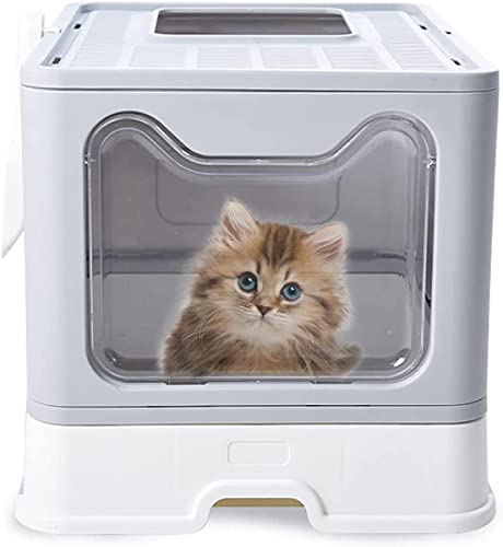 Katzenstreu, leicht zu reinigen, mit Deckel, großes Katzentoilette mit Deckel, geschlossener Katzenkopf, bestehend aus einer Katzenstreuschaufel (20 x 16 x 15 Zoll) (B x H) (grau) von MSYU