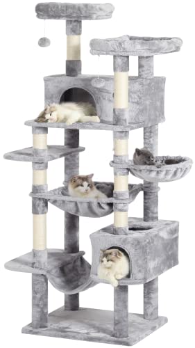 MSmask Katzenbaum 76 Zoll, hoher Katzenturm mit 3 Arten von Hängematten, mehrstufiges Katzenaktivitätszentrum für Indoor-Katzen mit 2 Katzenhütte, 2 Sitzstangen, Kratzbäume, Kletterbaum von MSmask