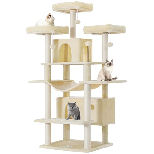 MSmask Kratzbaum groß XXL, 175cm Katzenbaum Grosse Katzen stabil mit 3 großer Aussichtsplattform, Katzenkratzbaum für große Katzen, Sisal-Kratzstangen, Beige MSmask Kratzbaum groß XXL, 175cm Katzenbaum Grosse Katzen stabil mit 3 großer Aussichtsplattform, Katzenkratzbaum für große Katzen, Sisal-Kratzstangen, Beige von MSmask
