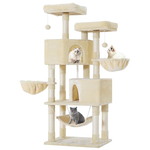 MSmask Stabiler Kratzbaum, Kratzbaum groß mit 2 Plattformen, Katzenbaum für Große Katzen, mit großer Höhle, Sisalstämme, Natur Sisal Katzenkratzbaum, Beige MSmask Stabiler Kratzbaum, Kratzbaum groß mit 2 Plattformen, Katzenbaum für Große Katzen, mit großer Höhle, Sisalstämme, Natur Sisal Katzenkratzbaum, Beige von MSmask