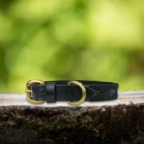Lederne Hundehalsband Im Polo-Stil – Handgefertigt Aus Premiumleder – Robuste Schnalle – In 5 Größen & Mehreren Farben – MTB Equestrian (Schwarz, M) von MTB Equestrian