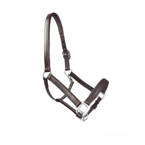 MTB Equestrian Weiches Lederhalfter Für Pferde – Vollständig Gepolstert – Beidseitig Verstellbar – Schwarz, Cognac Oder Dunkelbraun – Pony, Cob & Full (Dunkelbraun, Full) von MTB Equestrian