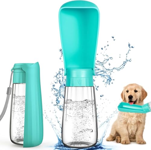 MTINRNI Hundetrinkflasche,Tragbare Trinkflasche Hunde 550ml,150°Faltbare Hund Katze Haustiere Auslaufsicher Wasserflasche,für Unterwegs,Täglich Spazieren Gehen Reisen Campen. (blau) von MTINRNI