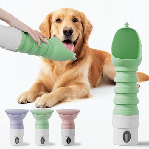 Tragbare Hundewasserflasche, 540 ml, zusammenklappbarer Wasserspender, auslaufsichere Reisewasserflasche, lebensmittelechtes Silikon, BPA-frei, Hunde-Wasserflasche für Spaziergänge im Freien, Wandern, von MUAECH