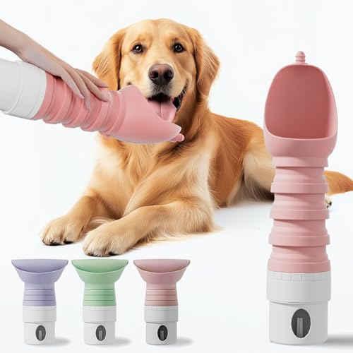 Tragbare Hundewasserflasche, 540 ml, zusammenklappbarer Wasserspender für Hunde, auslaufsichere Reisewasserflasche, lebensmittelechtes Silikon, BPA-frei, für Spaziergänge im Freien, Wandern, Reisen von MUAECH