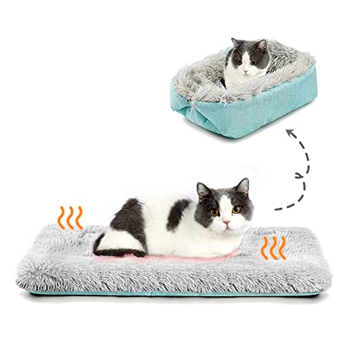 MUAEEOK Katzenbett, kleines Hundebett, selbstwärmendes Katzenbett, selbstheizend, extra warm, Thermo-Haustierunterlage für drinnen und draußen, beruhigendes Hundebett, Haustierkissen, 61 x 51 cm von MUAEEOK