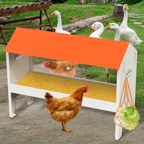 MUALROUS Futterautomat Hühner Edelstahl Hühnerfutterspender Kein Abfall Automatischer Geflügelfutterspender mit Deckel Wetterfest Wandhalterung Trog Hühnerstall Futterspender (39 * 4.7 * 12.3inch) MUALROUS Futterautomat Hühner Edelstahl Hühnerfutterspender Kein Abfall Automatischer Geflügelfutterspender mit Deckel Wetterfest Wandhalterung Trog Hühnerstall Futterspender (39 * 4.7 * 12.3inch) von MUALROUS