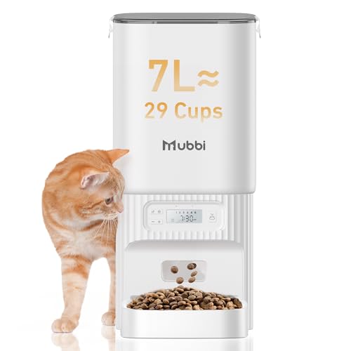 Automatischer Katzenfutterautomat - 7L/29 Tassen große Kapazität, Automatischer Hundefutterspender mit doppelter Stromversorgung, 1-6 Mahlzeiten für Katzen, kleine mittelgroße Hunde, abnehmbar Automatischer Katzenfutterautomat - 7L/29 Tassen große Kapazität, Automatischer Hundefutterspender mit doppelter Stromversorgung, 1-6 Mahlzeiten für Katzen, kleine mittelgroße Hunde, abnehmbar von MUBBI