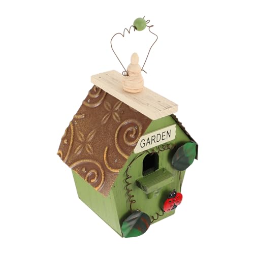 MUCKLILY 1 Stück Hängendes Vogelhaus für Garten Dekorative Vogelhütte mit Grünem Eisenblechdach Rustikaler Aufzuhängen für Naturliebhaber und Vogelbeobachter MUCKLILY 1 Stück Hängendes Vogelhaus für Garten Dekorative Vogelhütte mit Grünem Eisenblechdach Rustikaler Aufzuhängen für Naturliebhaber und Vogelbeobachter von MUCKLILY
