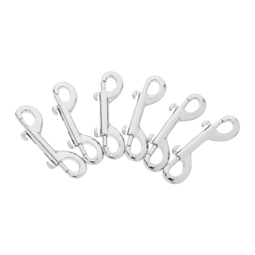 MUCKLILY 6 Stück Schleppschnalle hundezubehör doppelhaken Doppelendige Hundeleine doppelseitige Clips Metallverschluss Auslöseclip aus Metall Hundeleine Clip Rostfreier Stahl Silver von MUCKLILY