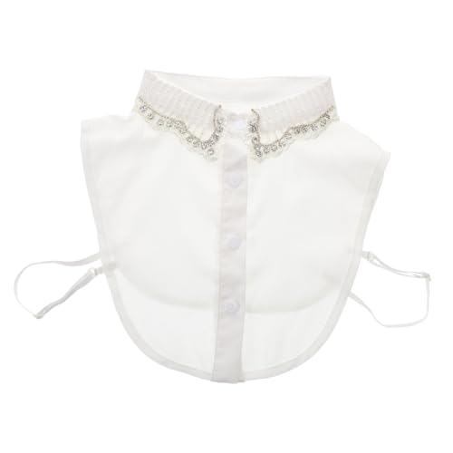 MUCKLILY Abnehmbarer Blusenkragen aus Chiffon mit Strasssteinen Einsatz für Pullover und Mäntel für Frühling Herbst Winter Modischer Schmuckkragen aus Polyester von MUCKLILY