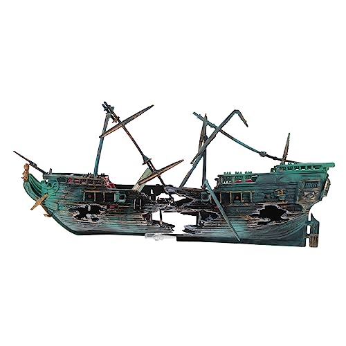 MUCKLILY Schiffswrack Dekorationen Aquarium Kies LED Ornamente Schiffswrack Tanks Tank Dekoration Piraten Dekorationen Versunkene Schiffswracks Aquarium Zubehör Sand Aquarium von MUCKLILY