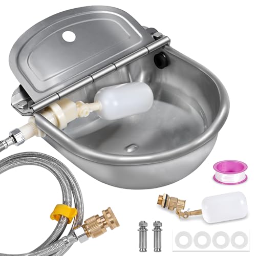 MUDUOBAN Automatischer Wasserspender für Hunde, Edelstahl-Wassernapfspender, automatischer Nachfüll-Wasserspender für Hühner, Pferde, Ziegen, Vieh, Rohr und Messingventil, 1,27 cm auf 1,9 cm MUDUOBAN Automatischer Wasserspender für Hunde, Edelstahl-Wassernapfspender, automatischer Nachfüll-Wasserspender für Hühner, Pferde, Ziegen, Vieh, Rohr und Messingventil, 1,27 cm auf 1,9 cm von MUDUOBAN