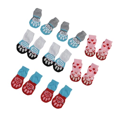 MUELODSIC 16 Stück Teiliges Baumwoll hundesocken rutschfest Elastisch Warm für Kleine und Mittlere Hunde Schutz vor Kälte und Schmutz für Winter Drinnen und Draußen von MUELODSIC