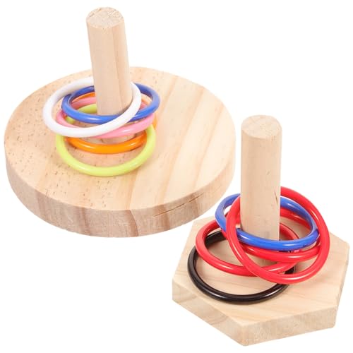 MUELODSIC 2 Satz Parrot Ring Toy Teiliges Holzspielzeug für Wellensittiche Papageien Intelligenzspielzeug Vogel Trainingsspielzeug zur Koordination und Beschäftigung Zufällige Farbe von MUELODSIC