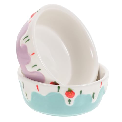 MUELODSIC 2 Stück Keramik Futternapf für Hamster Kleine Anti rutsch Näpfe mit Geneigter Form für Meerschweinchen Igel Kaninchen Futter Wasserschale Leicht zu Reinigen Robust und Kippsicher von MUELODSIC