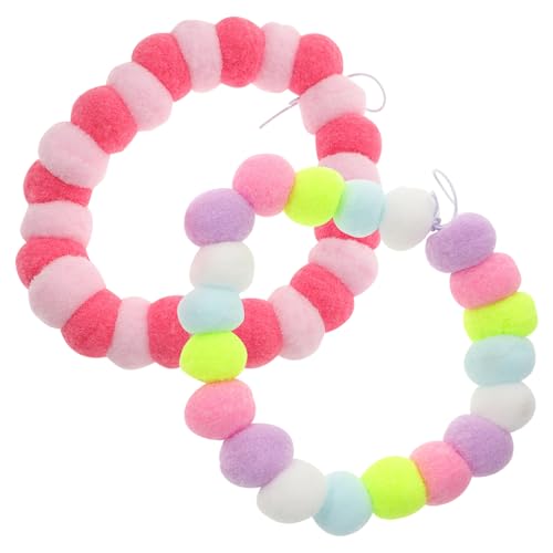 MUELODSIC 2 Stück Plüsch Haustierhalsband mit Bunten Haarbällen und Welpenhalsband Bequemes Langlebiges für Kleine Hunde und als Geburtstagsgeschenk Zufällige Farbe von MUELODSIC