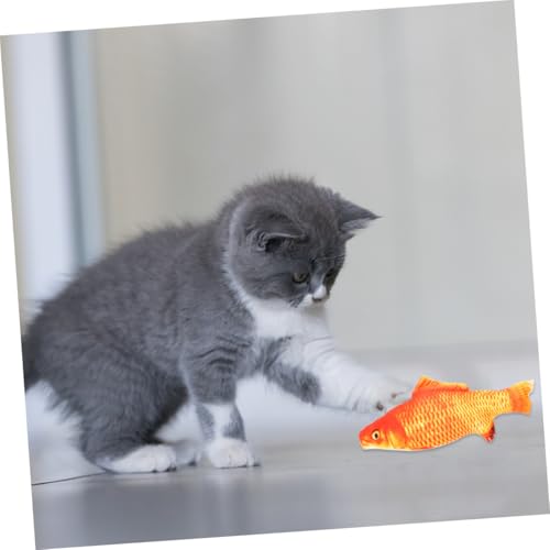 MUELODSIC 2 Stück Plüsch Karpfen Katzenspielzeug Rot Interaktives Sicheres Baumwollstoff Haustier zur Beschäftigung und Krallenpflege für Katzen und Kätzchen von MUELODSIC