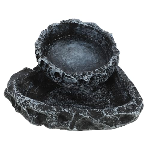 MUELODSIC 2 Stück Teiliges Reptilien Wassernapf mit Baumrindenmuster Robuster Futternapf und Trinkschale für Schildkröten Schlangen Echsen Sichere Langlebige Terrarium Wasserschale von MUELODSIC