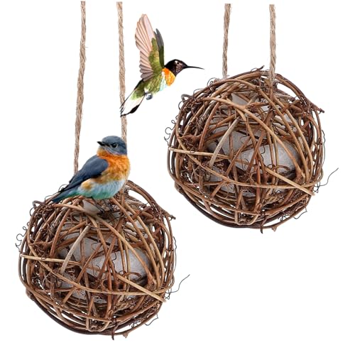 MUELODSIC 2 Stück Vogelnest Material Natürliches Nistmaterial für Wildvögel Einfach Hängbar Wetterfest Dekorativ für Garten und Balkon Fördert Artgerechtes Nestbauverhalten von MUELODSIC