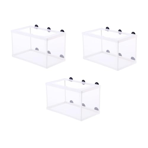 MUELODSIC 3 Stück Großes Fischzuchtnetz mit Saugnapf Stabiler Aufzuchtkasten für Aquarium Klares Mesh inkubator Box zur Trennung und Schutz von Jungfischen von MUELODSIC