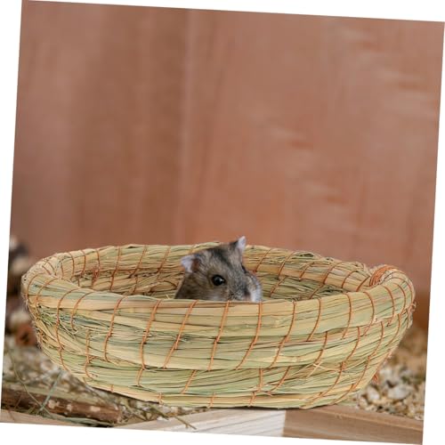 MUELODSIC 3 Stück Handgewebtes Nest aus Natürlichem Stroh für Kleine Haustiere Wie Kaninchen Hamster Chinchilla Warmes Langlebiges Kuschelbett Schadstofffrei und Sicher für Nager von MUELODSIC