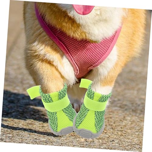 MUELODSIC 4 Stück Haustier Jahreszeiten Sportschuhe Wanderschuhe für Hunde Hundeschuhe kleine Hunde Hundesportschuhe Corgi-Schuhe kleine hundeschuhe Haustierfußabdeckung Plastik Grün von MUELODSIC