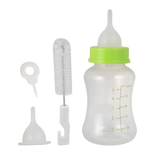 MUELODSIC 4 Stück Silikon Welpen aufzuchtflasche mit Breiter Öffnung Langlebig Bpa frei Inklusive Ersatzsauger und Reinigungsbürste für Kleine Hunde und Katzen Einfache Zufällige Farbe von MUELODSIC