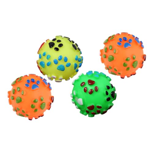 MUELODSIC 4 Stück Teiliges Hunde spielbälle mit Quietschfunktion Bissfestes Schadstofffreies Material Geeignet für Welpen Kleine und Große Hunde Unterstützt Zahnpflege und Zufällige Farbe von MUELODSIC