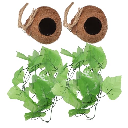 MUELODSIC 4 Stück Teiliges Kokosnussschalen Pet Nest mit Kleinen Kokosnusshäusern und Realistischen Kletterranken Langlebig Natürliches Terrarium Zubehör für Bartagame und Kleine Reptilien MUELODSIC 4 Stück Teiliges Kokosnussschalen Pet Nest mit Kleinen Kokosnusshäusern und Realistischen Kletterranken Langlebig Natürliches Terrarium Zubehör für Bartagame und Kleine Reptilien von MUELODSIC