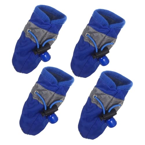 MUELODSIC 4 wasserdichte Hundeschuhe Blau Rutsch Pfotenschutz Allwetter Hundestiefel Für Kleine bis Mittlere Hunde Xs Komfortable Lauf und Wanderschuhe von MUELODSIC