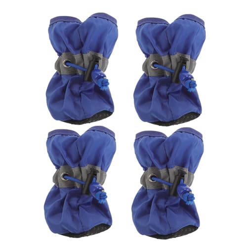 MUELODSIC 4 wasserdichte Hundeschuhe XXXL Blau rutschfeste Pfotenschutz Booties für Kleine bis Mittelgroße Hunde Wetterfeste Outdoor Hundestiefel für Jahreszeiten Einfach Anzuziehen von MUELODSIC