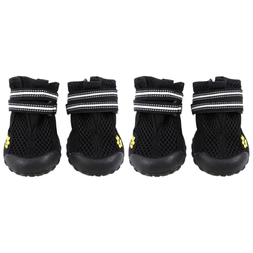 MUELODSIC Atmungsaktive Hundeschuhe für Große Hunde Pfotenschutz mit Rutschfester Sohle Verstellbare Outdoor Boots für Wandern und Bergsteigen Robust und Bequem Schwarzes Netzmaterial MUELODSIC Atmungsaktive Hundeschuhe für Große Hunde Pfotenschutz mit Rutschfester Sohle Verstellbare Outdoor Boots für Wandern und Bergsteigen Robust und Bequem Schwarzes Netzmaterial von MUELODSIC