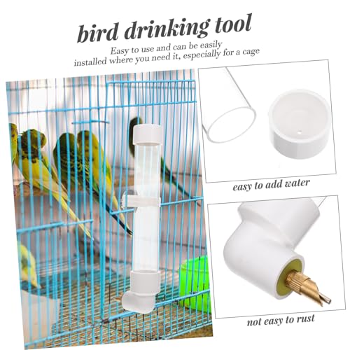 MUELODSIC Automatischer Wasserspender für Vogelkäfige Weiß Installieren Praktische Trinkflasche für Papageien und Kleine bis Mittelgroße Vögel Sicher mit Glatten Kanten für Haustierpflege von MUELODSIC