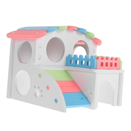MUELODSIC Bunter Hamster Unterschlupf aus Umweltfreundlichem Material Kleines Haustier spielhaus und Schlafplatz für Meerschweinchen Chinchilla Käfig Zubehör Sicheres Übungshabitat von MUELODSIC
