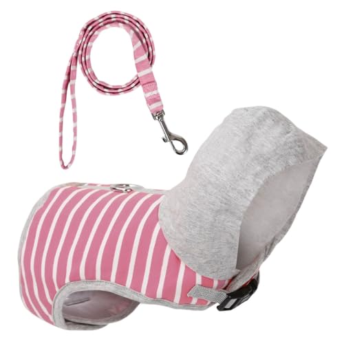 MUELODSIC Cat Vest Harness mit Langem No Pull Leine Atmungsaktives Softgeschirr für Katzen Brustgeschirr mit Streifen Komfortabel und Sicher für Spaziergänge Verstellbar S von MUELODSIC