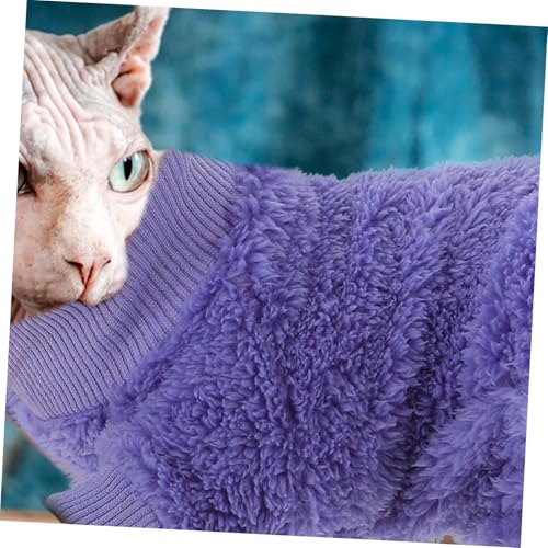 MUELODSIC Doppelseitiger Fleece Katzenpullover mit Rollkragen Winterjacke für Sphynx Katzen Warmes Dickes Outfit Violett Atmungsaktiv und Bequem für Kleine Hunde und Haarlose Katzen MUELODSIC Doppelseitiger Fleece Katzenpullover mit Rollkragen Winterjacke für Sphynx Katzen Warmes Dickes Outfit Violett Atmungsaktiv und Bequem für Kleine Hunde und Haarlose Katzen von MUELODSIC
