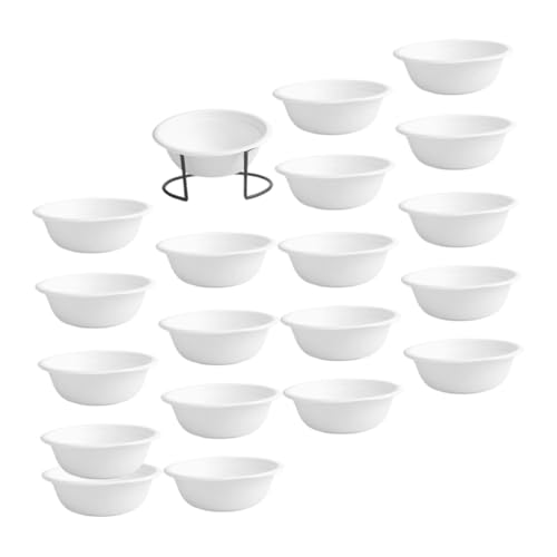 MUELODSIC Einweg pet Bowls Kleine Biologisch Abbaubare Katzen Hundeschalen aus Papier mit Schwarzem Ständer Leicht Glatt Große Kapazität Praktisch für Welpen und Kleine Haustiere für von MUELODSIC