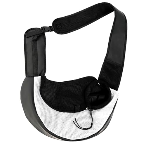 MUELODSIC Faltbare Haustier Tragetasche aus Polyester PVC Atmungsaktiv Mesh Verstellbarem Schultergurt und Integriertem Handyfach als Katzen Hundetransporttasche für Unterwegs von MUELODSIC