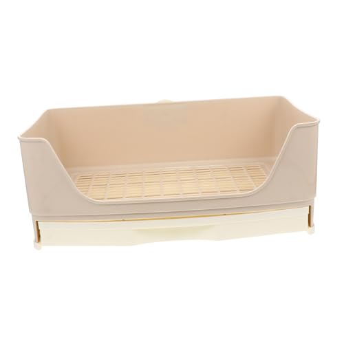 MUELODSIC Große Kaninchentoilette mit Schublade für Kleintiere Robustes Pet Training Tray für Hasen Meerschweinchen Chinchillas und Hamster Hygienische Tier Toilette in Beige Einfach zu von MUELODSIC
