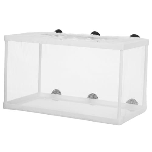 MUELODSIC Großes Fischnetz Aufzuchtbecken mit Saugnäpfen für Aquarium Polyester Netz und Kunststoffrahmen Fischbrut Isolationsbox zur Schonung und Schutz Schwacher Fische von MUELODSIC