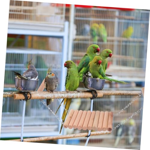 MUELODSIC Hängendes Vogelspielzeug aus Naturholz Sichere Kletterleiter und Schaukel für Papageien Wellensittiche und Kleine Vögel Fördert Balance Koordination und Bewegung Installieren von MUELODSIC